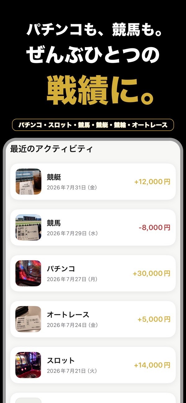 ギャンブルログ：戦績をひとつに